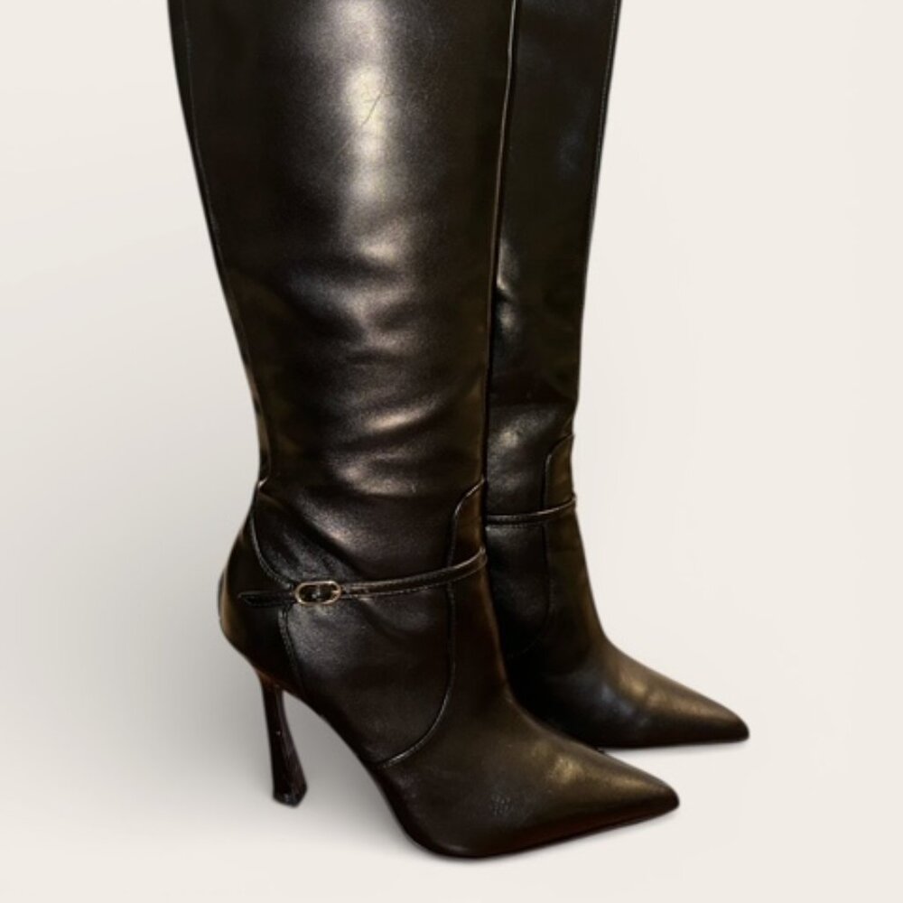 Share Sam Edelman Women's Elia Pointed Toe Knee High Boot sz. W 7 - black heel b